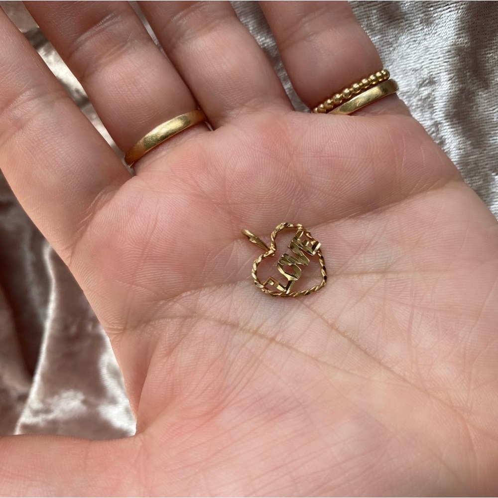 14k Solid Gold Heart Love Pendant View 2